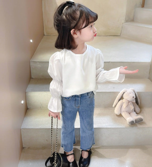 [507673] - Atasan Blouse Polos Lengan Panjang Anak Perempuan - Motif Tie Sleeve