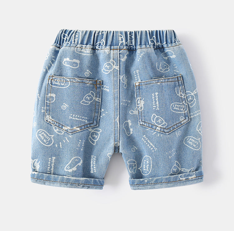 [513644] - Bawahan Celana Pendek Jeans Anak Laki-Laki - Motif Friend Dog