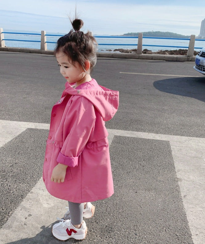 [507646] - Atasan Jaket Hoodie Blazer Anak Perempuan - Motif Plain Raincoat