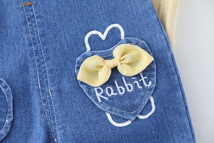 [340132] - Setelan Overall Blouse Import Fashion Anak Perempuan - Motif Rabbit Collar