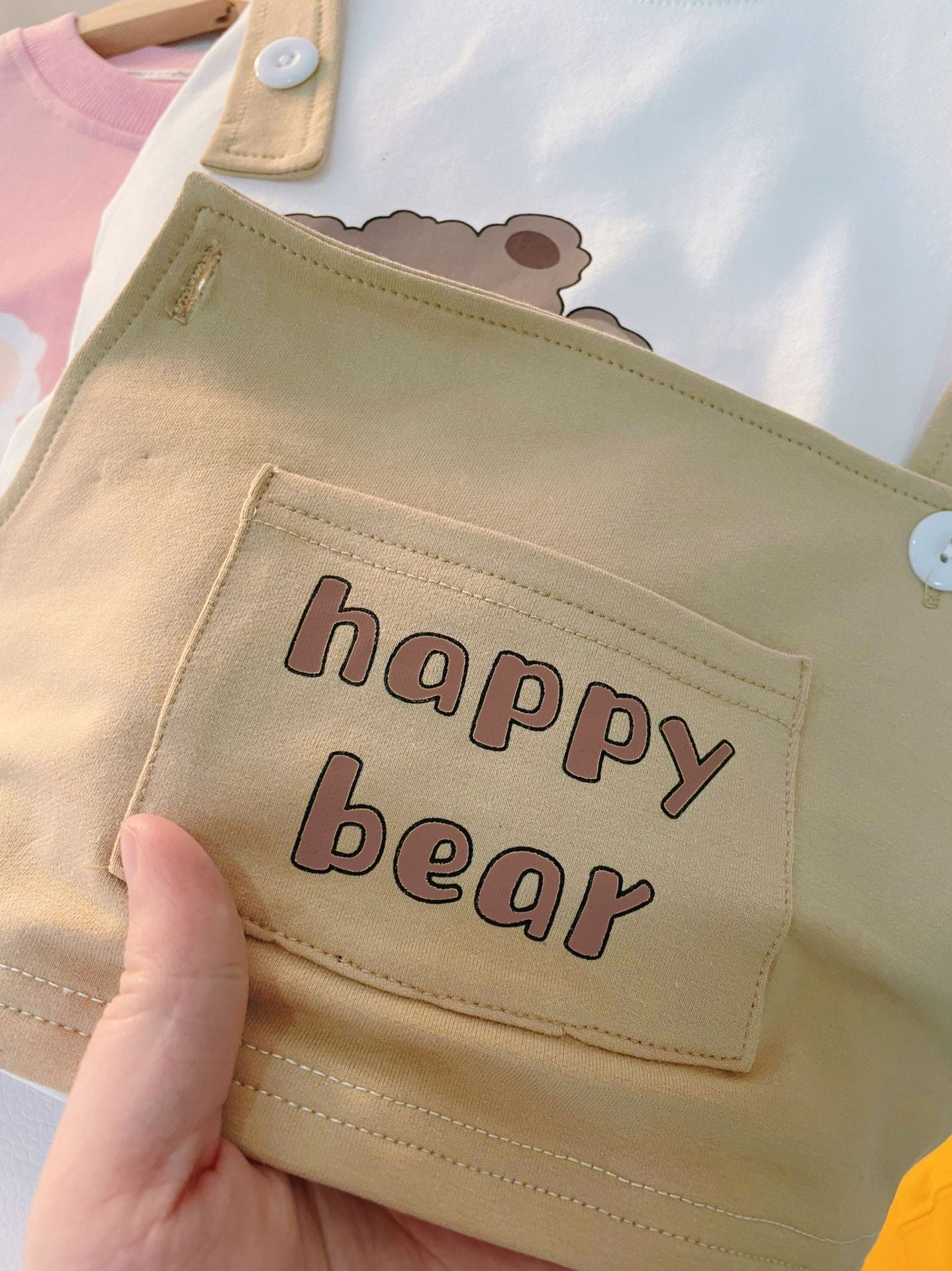 [340207] - Setelan Sweater Crewneck Celana Jogger Anak Perempuan - Motif Happy Bear