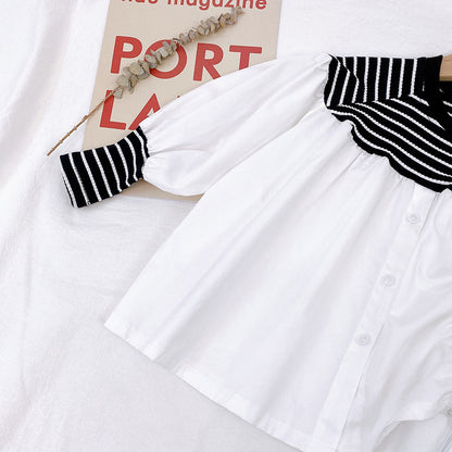 [363412] - Setelan Blouse Fashion Anak Perempuan - Motif White Line