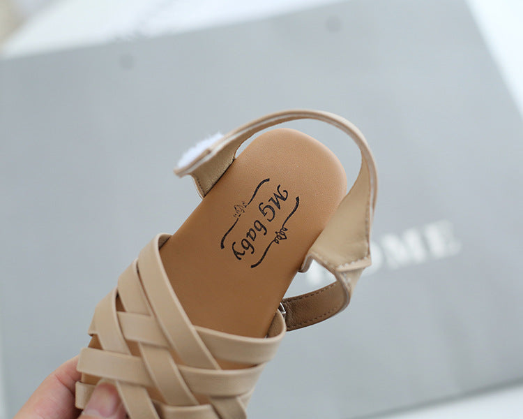 [381160] - Sepatu Sandal Flat Trendy Anak Import - Motif Crossed Rope