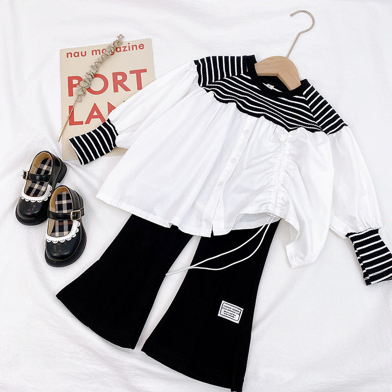 [363412] - Setelan Blouse Fashion Anak Perempuan - Motif White Line