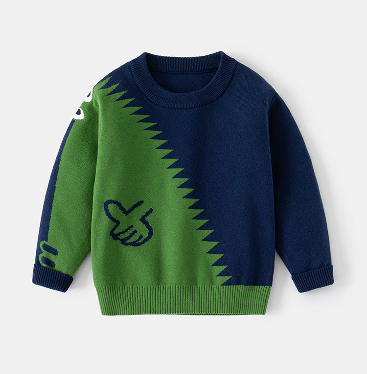 [513638] - Atasan Sweater Crewneck Lengan Panjang Anak Laki-Laki - Motif Dino Okay