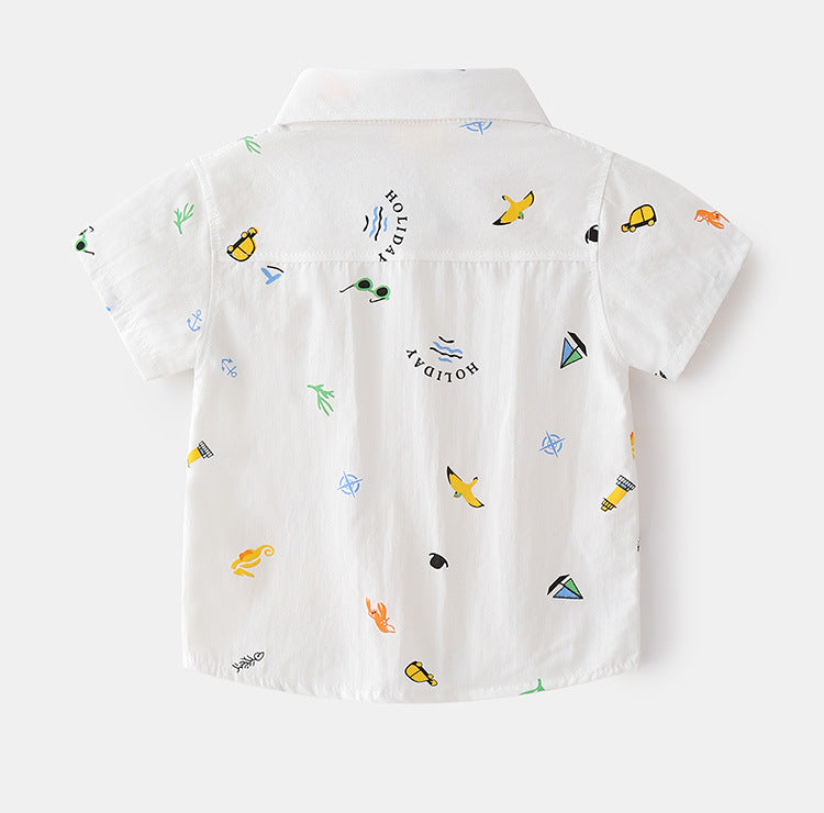 [513102] - Atasan Kemeja Fashion Anak - Motif Anchor Ship