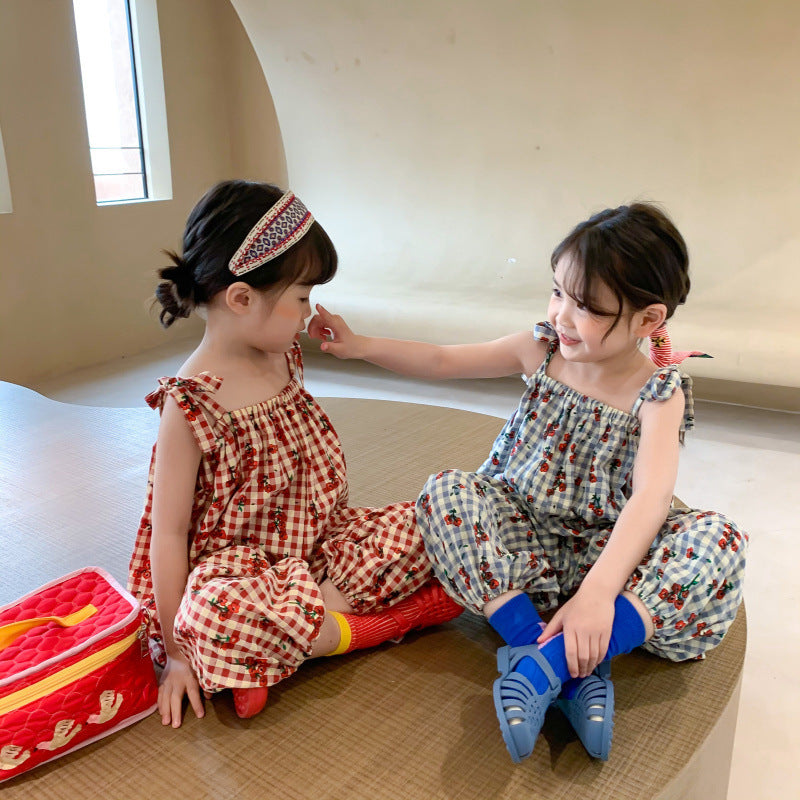 [507480] - Baju Jumpsuit Fashion Anak Perempuan - Motif Tartan Plaid