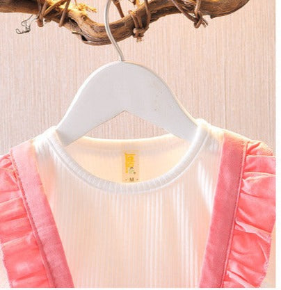 [352332] - Dress Mini Import Lengan Pendek Anak Perempuan - Motif Line Lace