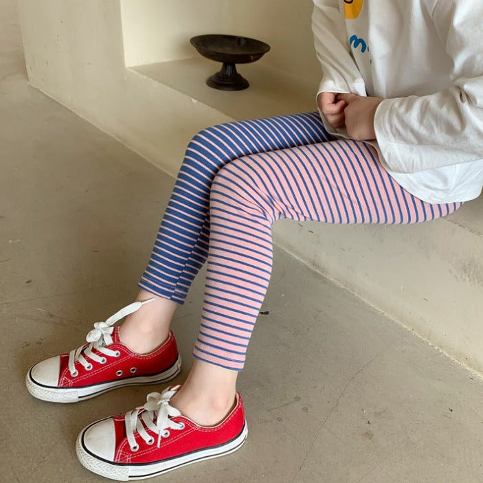 [507719] - Setelan Kaos Legging Garis-Garis Anak Perempuan - Motif Plain Soft