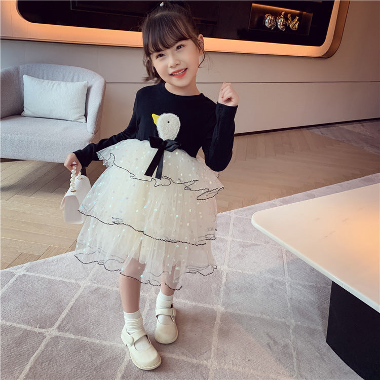 [363407] - Dress Fashion Anak Perempuan - Motif White Swan