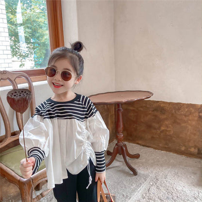 [363412] - Setelan Blouse Fashion Anak Perempuan - Motif White Line