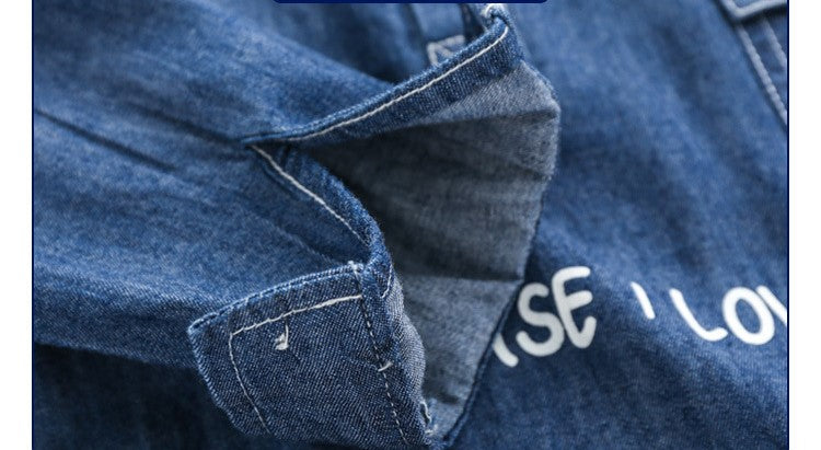 [513224] - Atasan Kemeja Panjang Anak - Motif I Love Denim