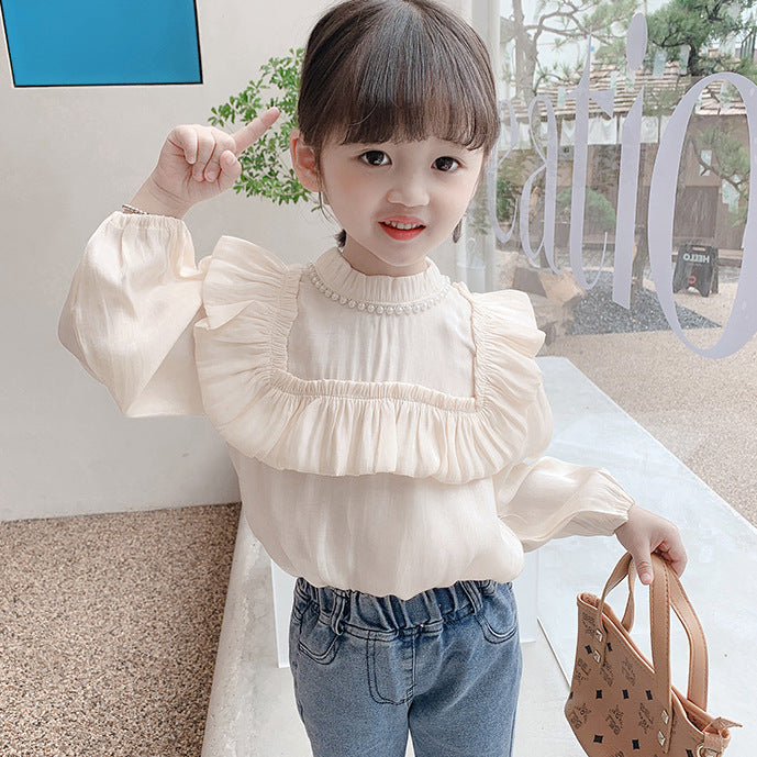 [507660] - Atasan Blouse Renda Lengan Panjang Anak Perempuan - Motif Pearl Collar
