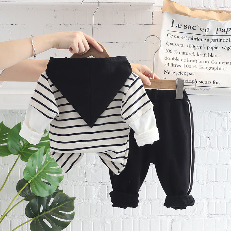 [345359] - Setelan Kaos Hoodie Kancing Celana Jogger Anak Laki-Laki - Motif Arm Face