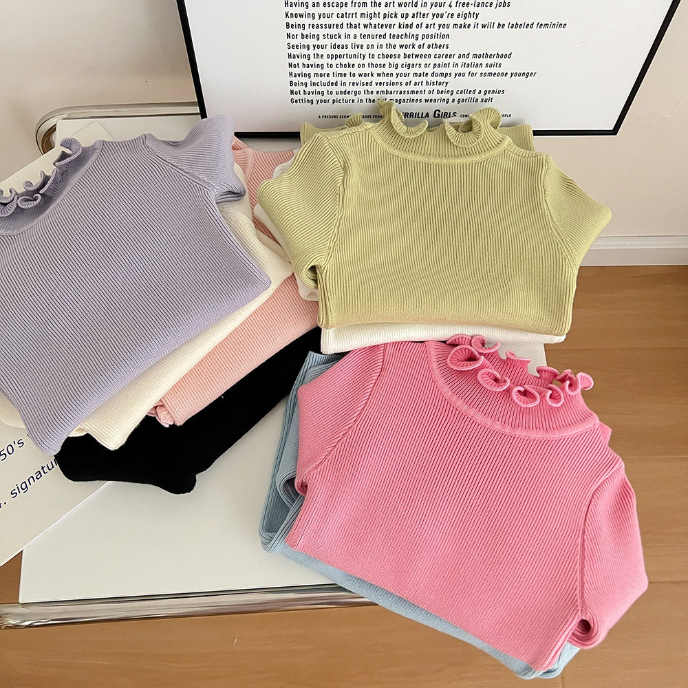 [507733] - Atasan Sweater Rajut Turtle Neck Anak Perempuan - Motif Crooked Collar
