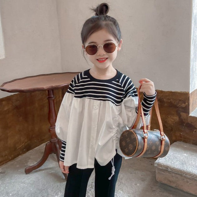 [363412] - Setelan Blouse Fashion Anak Perempuan - Motif White Line