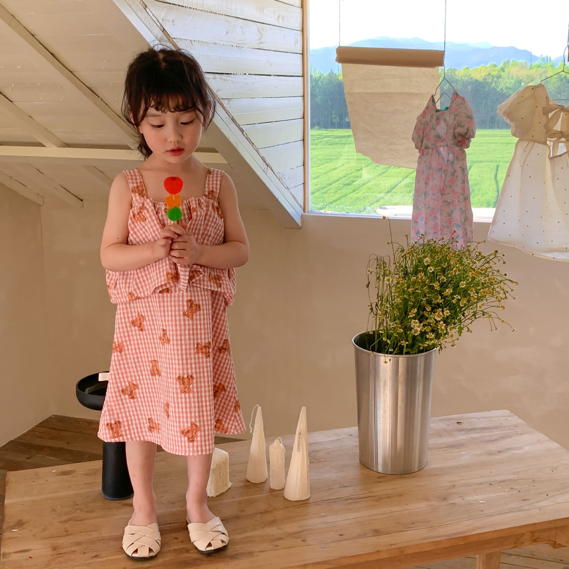 [507725] - Dress Tali Lengan Kutung Anak Perempuan - Motif Animal Box