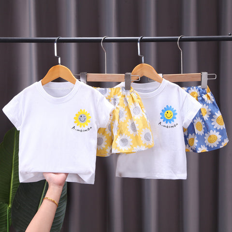 [368401] - Setelan Kaos Santai Anak - Motif Sunflower