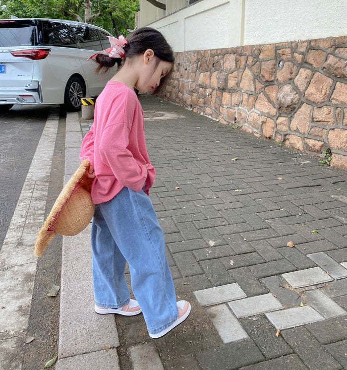 [507671] - Celana Panjang Jeans Kulot Anak Perempuan - Motif Long Plain