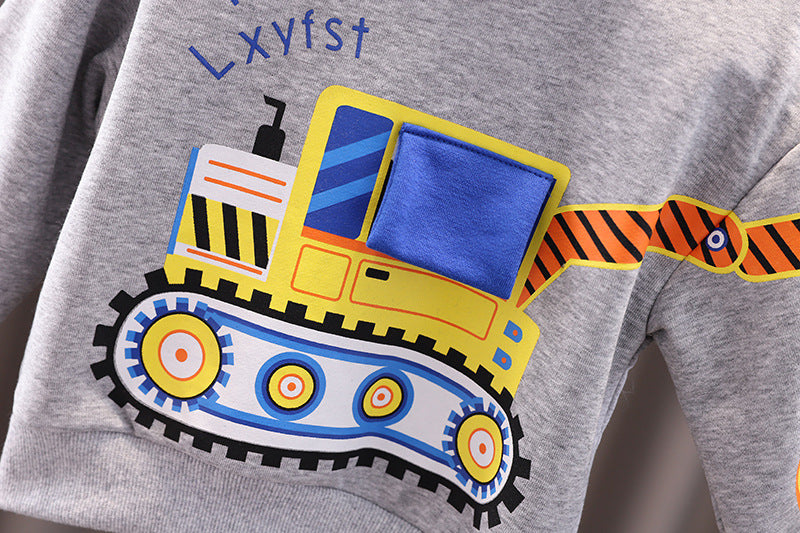 [345360] - Setelan Sweater Celana Jogger Jeans Anak Laki-Laki - Motif Excavator