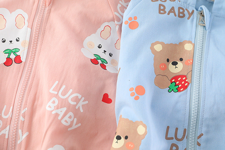 [340200] - Setelan 3D Jaket Hoodie 3 in 1 Celana Chino Anak Perempuan - Motif Winked Animal