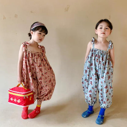 [507480] - Baju Jumpsuit  Fashion Anak Perempuan Import - Motif Tartan Plaid