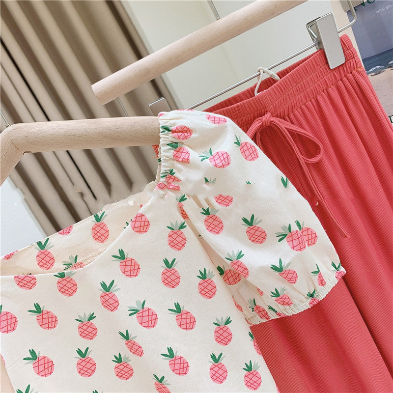 [363461] - Setelan Blouse Celana Panjang Kulot Anak Perempuan - Motif Little Pinneapple