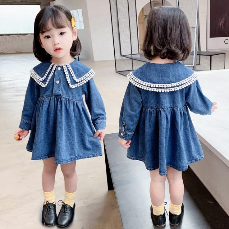 [507520] - Dress Fashion Anak Perempuan Import - Motif Layered Collar