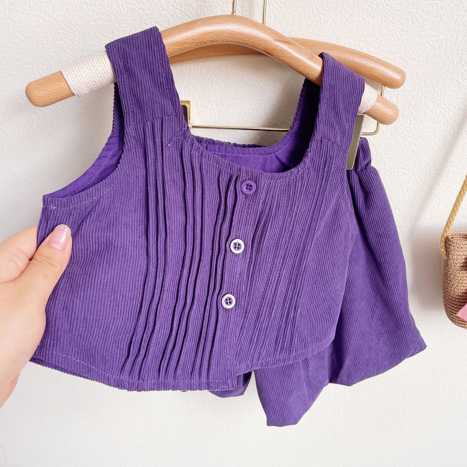 [363576] - Setelan 3 in 1 Blouse Vest Celana Pendek Anak Perempuan - Motif Plain Ribbon