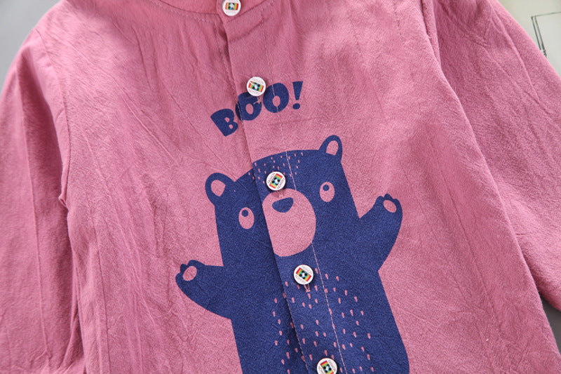 [368460] - Atasan Kemeja Anak Fashionable - Motif Boo Animal