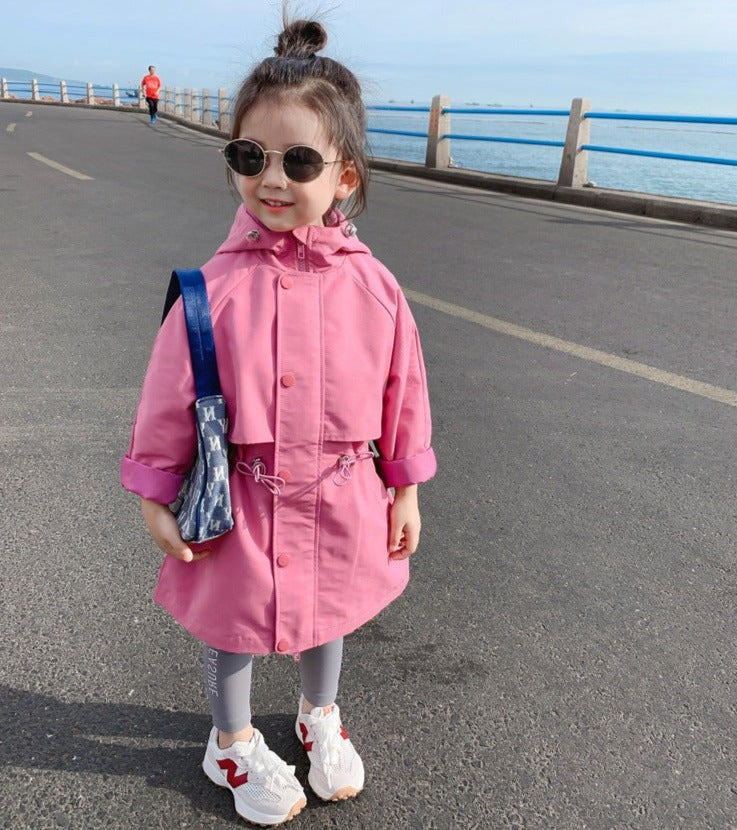 [507646] - Atasan Jaket Hoodie Blazer Anak Perempuan - Motif Plain Raincoat