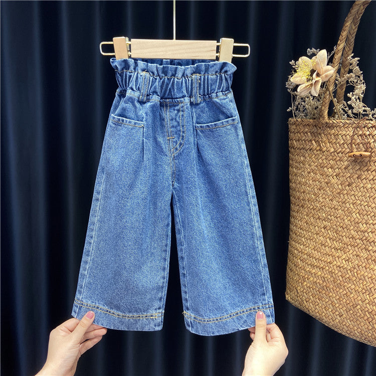 [363600] - Oneset Anak Cewek Pita Setelan Blouse Celana Jeans Kulot Anak Perempuan - Motif Long Collar