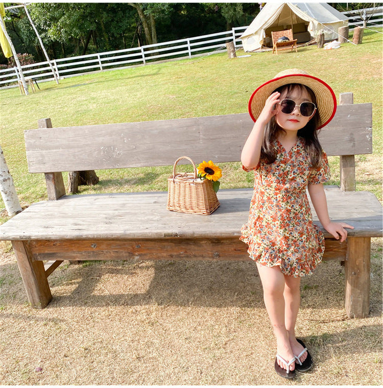 [507498] - Dress Fashion Anak Perempuan - Motif V Collar