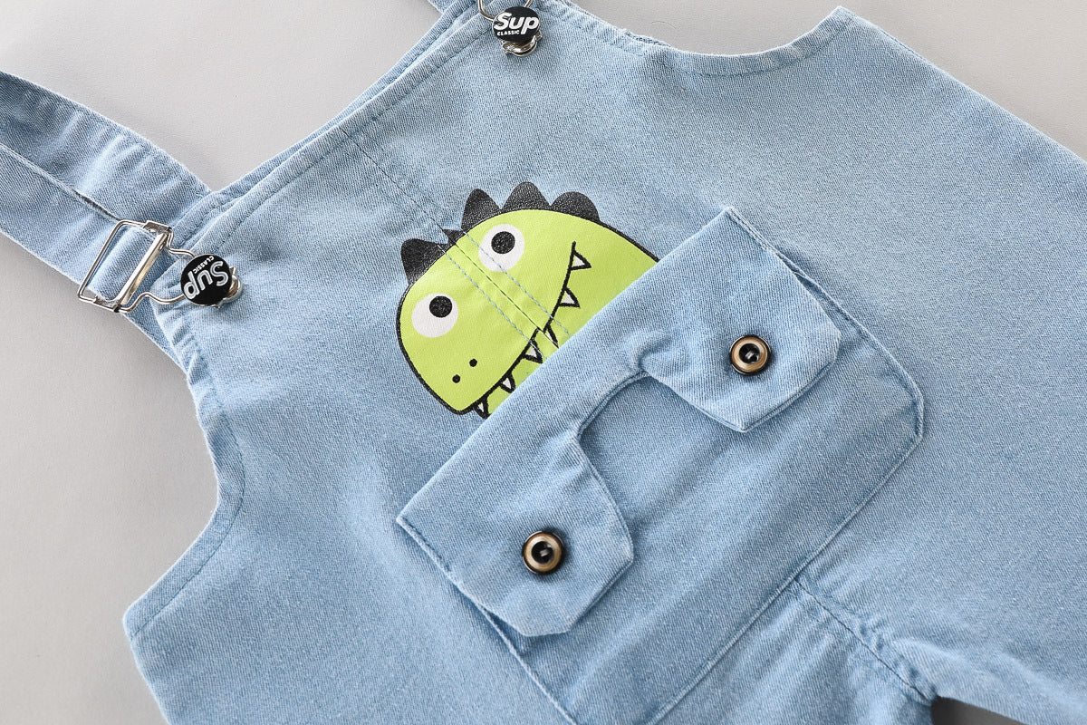 [368416] - Setelan Overall Fashion Anak - Motif Dino Pouch