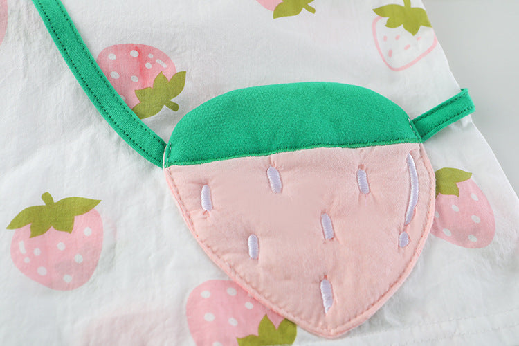 [340255] - Setelan 3D Kaos Celana Pendek Anak Perempuan - Motif Cute Strawberry