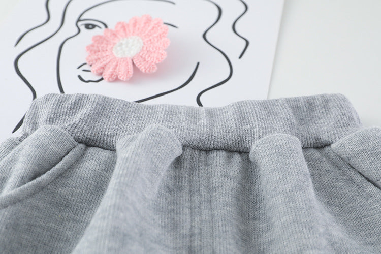 [340204] - Setelan 3D Sweater Pom Pom Celana Jogger Anak Perempuan - Motif Heart Rabbit