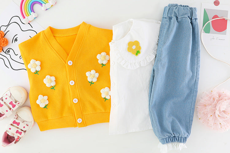 [340148] - Setelan Ootd Jaket 3 In 1 Fashionable Anak - Motif 3D Flowering