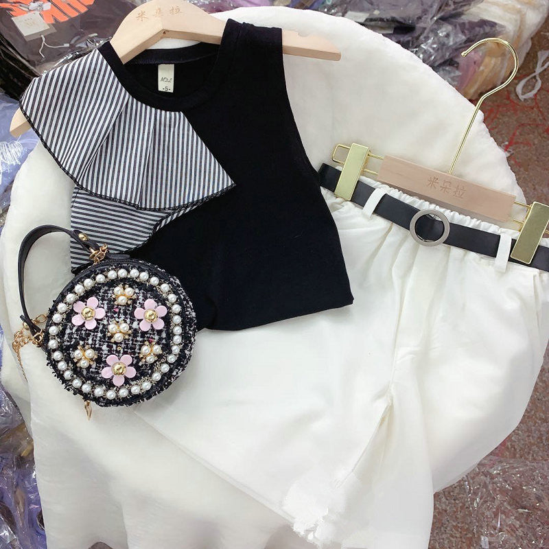 [363369] - Oneset Anak Cewek Korean Look Setelan Kaos Fashion Anak Perempuan Celana High Waist [TIDAK DILENGKAPI BELT] - Motif Tassel Sleeve