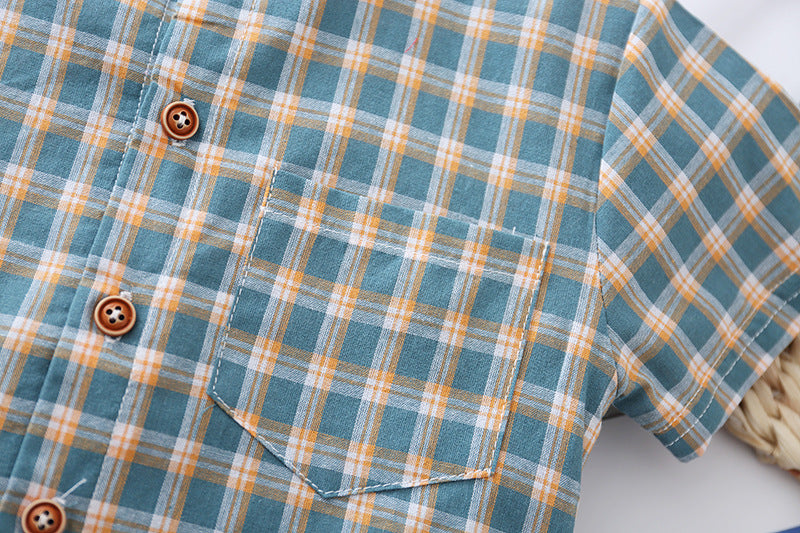 [368530] - Atasan Kemeja Koko Anak Fashionable - Motif Gingham Abstract
