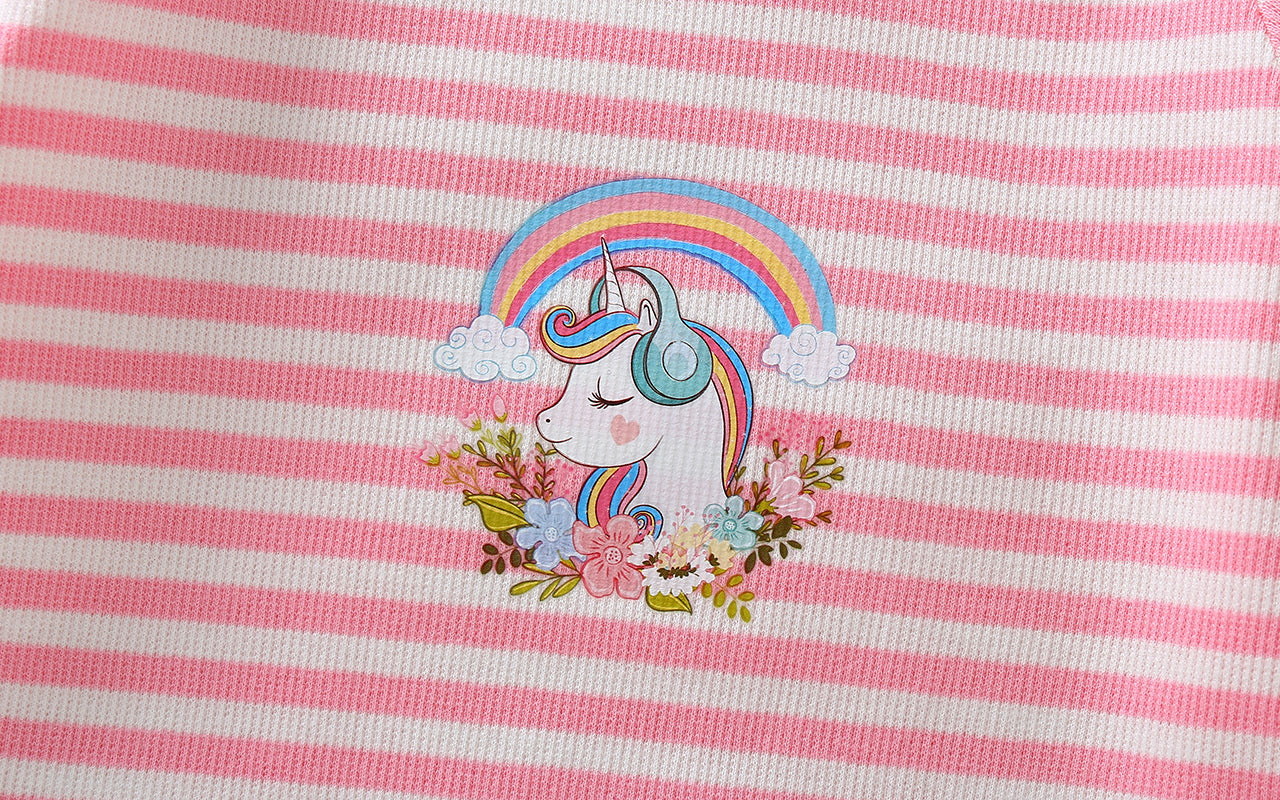 [368429] - Setelan Kaos Fashion Anak - Motif Rainbow Unicorn