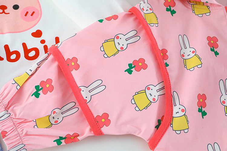 [340202] - Setelan 3 in 1 Jaket Hoodie Celana Jeans Anak Perempuan - Motif Rabbit Flower