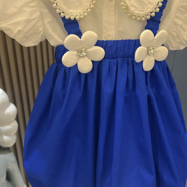 [363525] - Setelan Blouse Lengan Balon Celana Overall Anak Perempuan - Motif Flower Lace