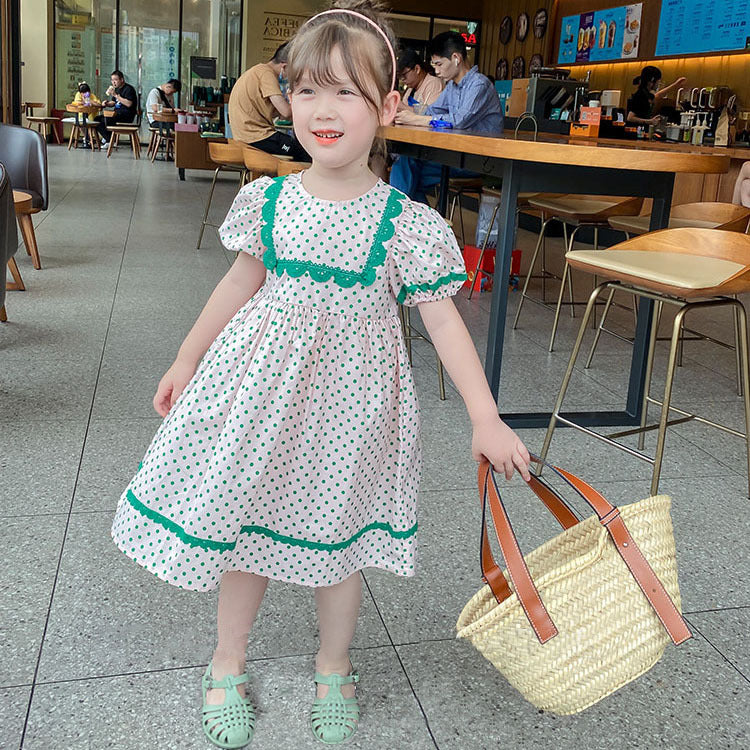 [507621] - Dress Anak Perempuan Fashion - Motif Polka Lace