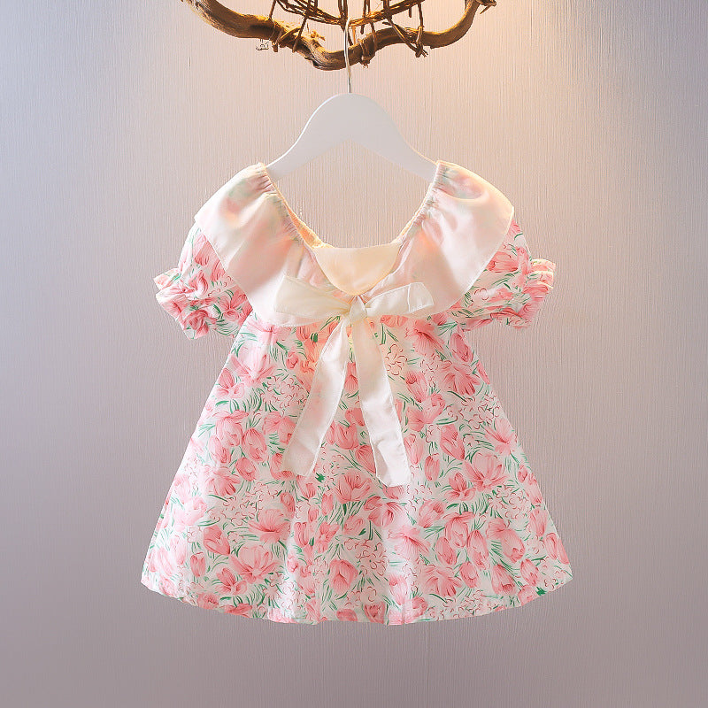 [352329] - Dress Mini Bunga Lengan Pendek Anak Perempuan - Motif Beauty Flower