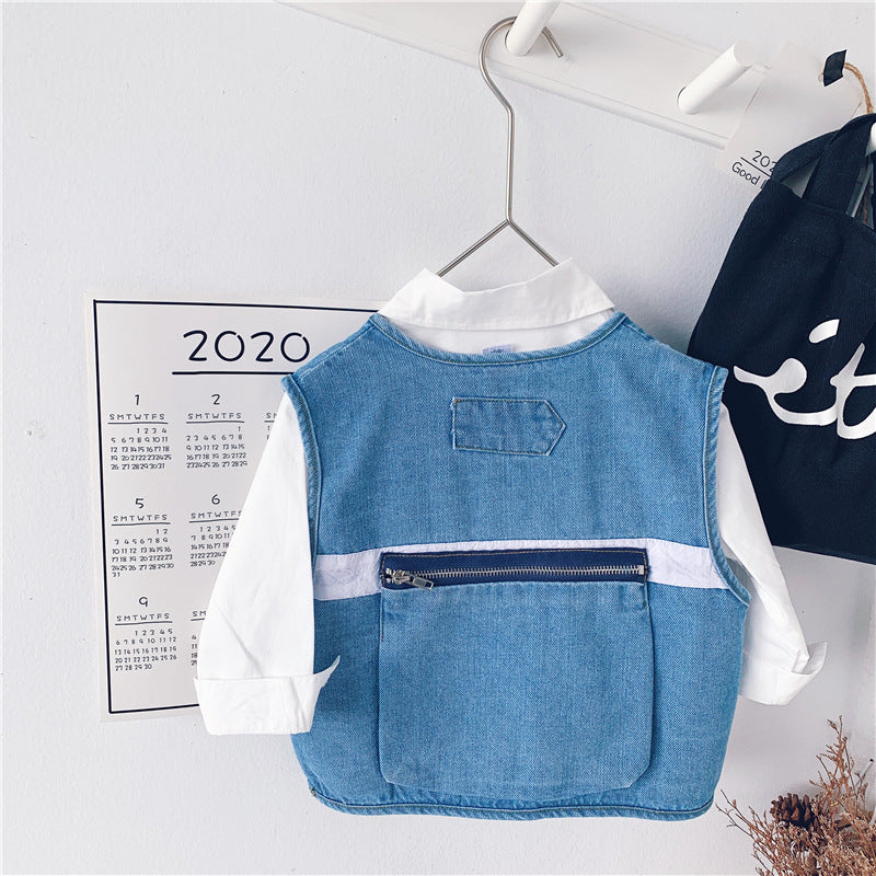 [507518] - Atasan Jaket Jeans Fashion Anak Cowok - Motif Four Pockets