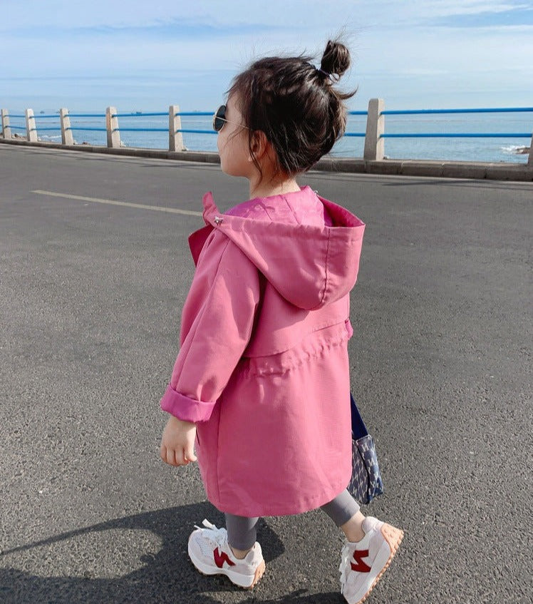 [507646] - Atasan Jaket Hoodie Blazer Anak Perempuan - Motif Plain Raincoat