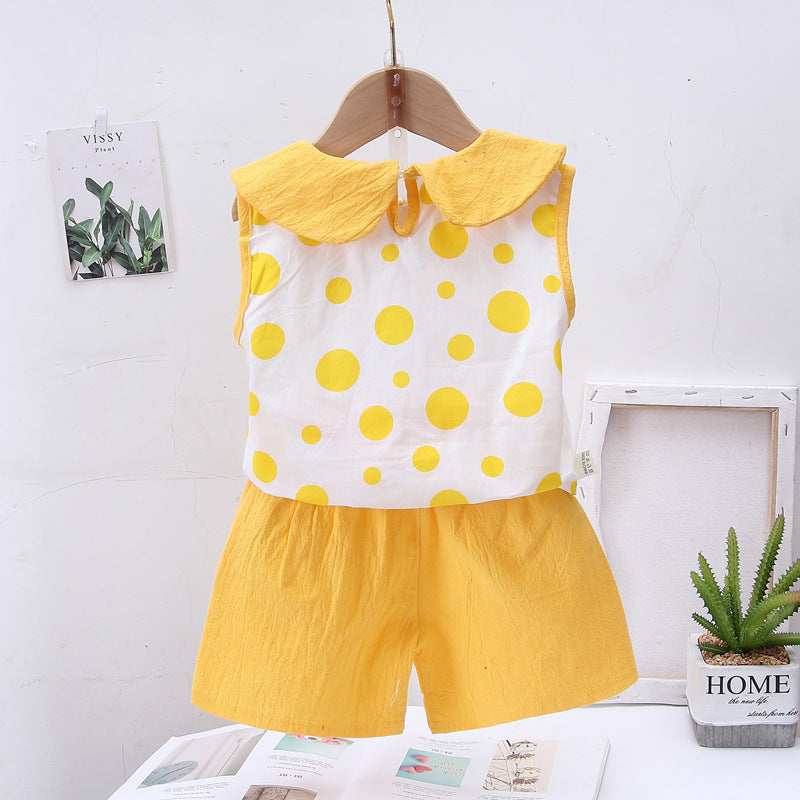 [368479] - Setelan Blouse Kutung Anak Fashionable - Motif Abstract Polkadot