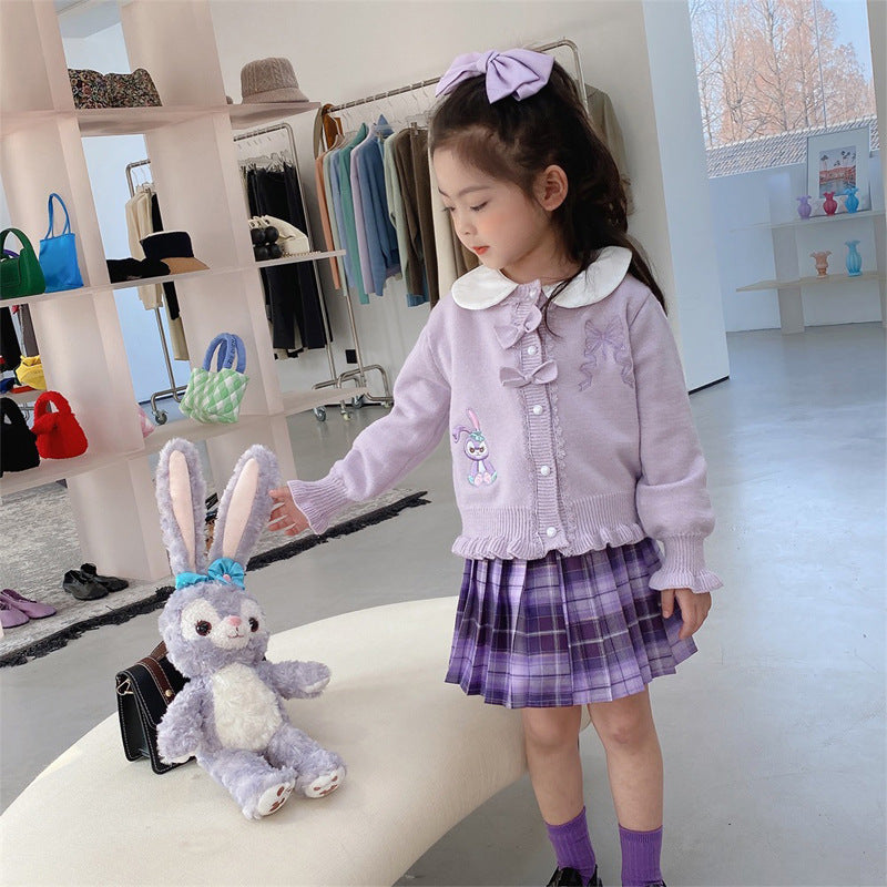 [507726] - Setelan Jaket Cardigan Rok Pendek Anak Perempuan - Motif Rabbit Ears