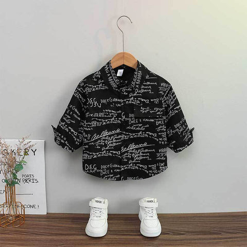 [119352] - Atasan Kemeja Lengan Panjang Alphabet Anak Cowok - Motif Crowd Sign
