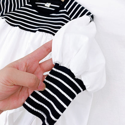 [363412] - Setelan Blouse Fashion Anak Perempuan - Motif White Line